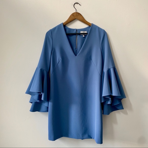 Milly Bell Sleeve Nicole Dress in Steel Blue - Picture 3 of 8